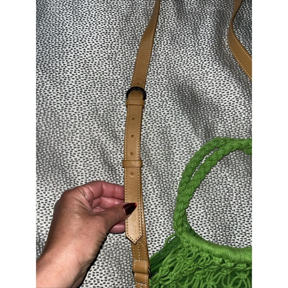 Green Crochet Boho Bag Purse Handbag Crossbody‎ Women Accessory Top Rope Handles
